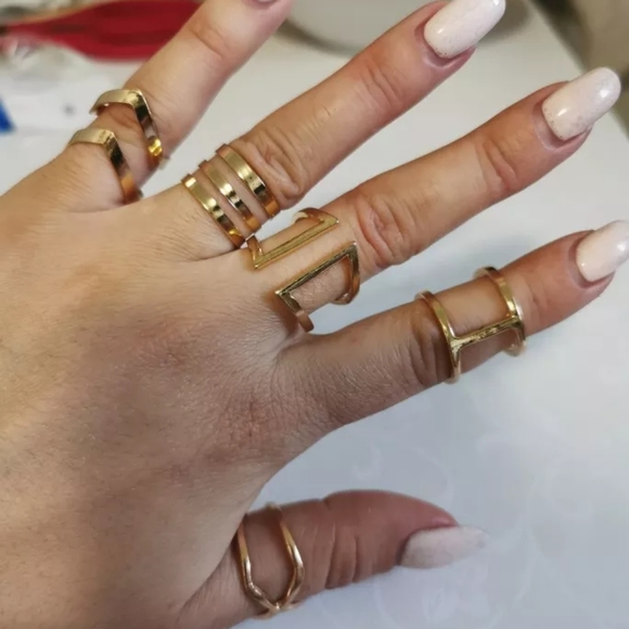 !NEW 5 pc V-Shape Geometric Joint Midi Knuckle Ring Set - Picture 11 of 13